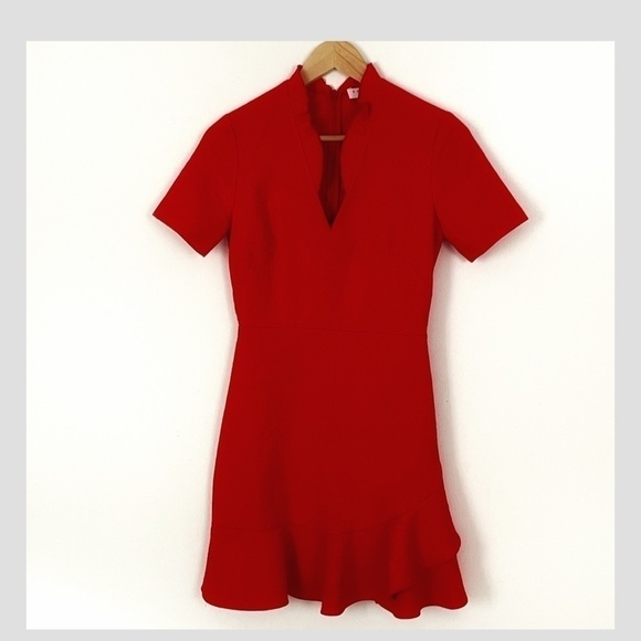 Sandro Short Dress Mini Crepe Fabric Cocktail Occasion Dress Short Sleeve Sz 1 - Picture 2 of 14
